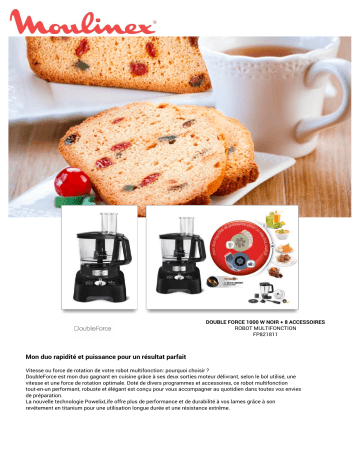 Product information | Moulinex FP821811 Double Force noir+8 accessoires Robot multifonction Product fiche | Fixfr