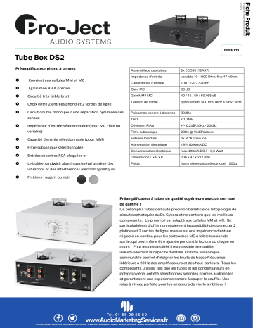 Product information | Pro-Ject Tube Box DS2 silver Préampli phono Product fiche | Fixfr