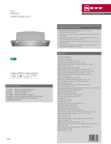 Product information | Neff D58ML66N1 Groupe filtrant Product fiche | Fixfr