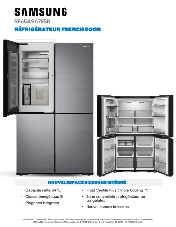 Product information | Samsung RF65A967ESR Réfrigérateur multi portes Product fiche | Fixfr