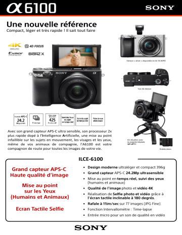 Product information | Sony A6100 Noir + 16-50mm Appareil photo Hybride Product fiche | Fixfr