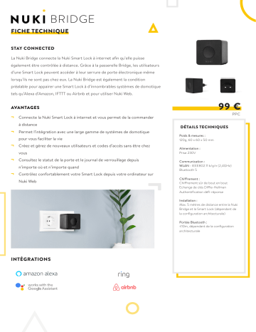 Product information | Nuki BRIDGE V2 Accessoire serrure connectée Product fiche | Fixfr