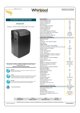 Whirlpool PACB212HP Clim réversible Product fiche