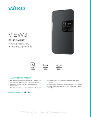 Product information | Wiko View 3 Smart gris Etui Product fiche | Fixfr