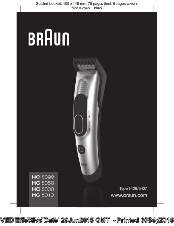 Owner's manual | Braun HC5030 - 17 longueurs Tondeuse cheveux Manuel du propriétaire | Fixfr