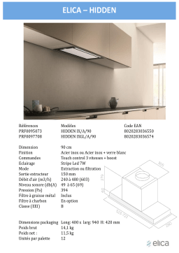 Elica HIDDEN IX/A/90 Groupe filtrant Product fiche