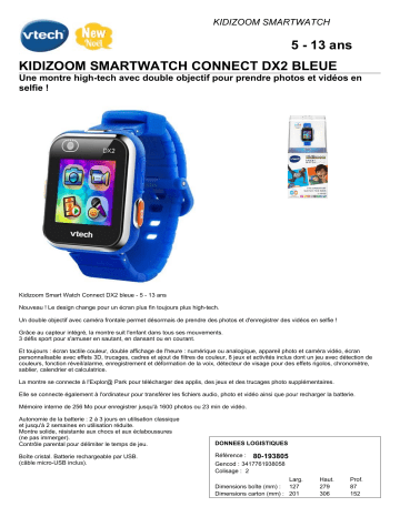 Product information | Vtech Kidizoom Smartwatch Bleue Montre enfant connectée Product fiche | Fixfr