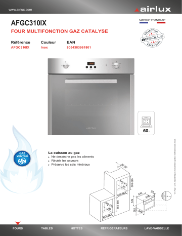 Product information | Airlux AFGC310IX Four encastrable Product fiche | Fixfr