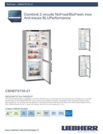 Product information | Liebherr CBNef5735-21 Réfrigérateur combiné Product fiche | Fixfr