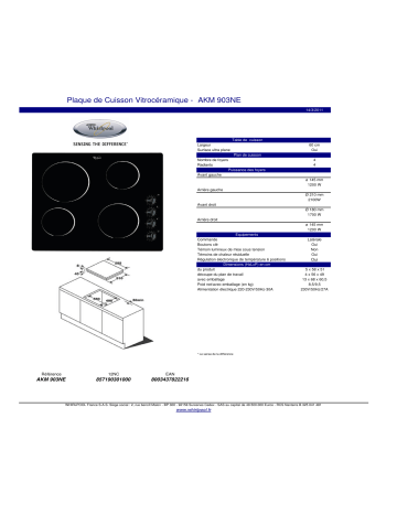 Product information | Whirlpool AKM903NE Table vitrocéramique Product fiche | Fixfr