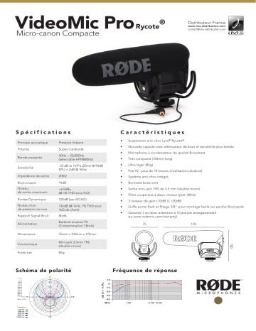 Product information | Rode VideoMic Pro Rycote Micro Product fiche | Fixfr