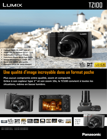 Product information | Panasonic DMC-TZ100 Silver + Etui + SD 16Go Appareil photo Compact Product fiche | Fixfr