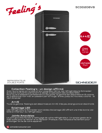 Product information | Schneider SCDD208VB Réfrigérateur 2 portes Product fiche | Fixfr
