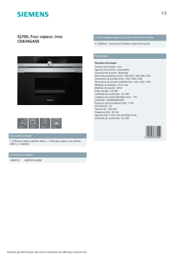 Siemens CD634GAS0 IQ700 Four encastrable Product fiche