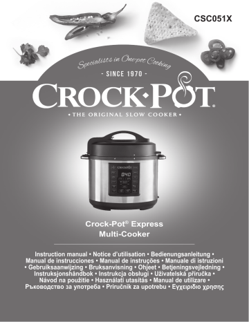 Owner's manual | CROCK POT Express programmable 5.6 l CSC051X-01 Multicuiseur Manuel du propriétaire | Fixfr