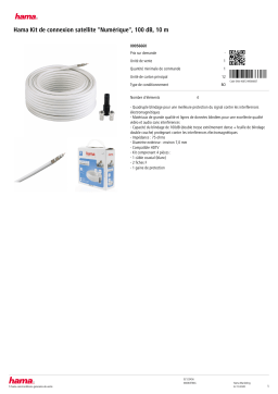 Hama de raccordement satellite 100db 10M Câble antenne TV Product fiche