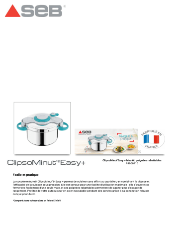 Product information | SEB ClipsoMinut Easy 6 L Autocuiseur Product fiche | Fixfr