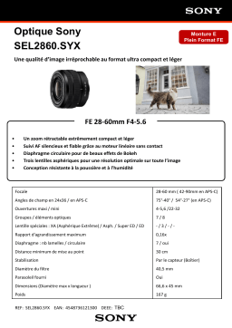 Sony SEL 28-60mm F4-5.6mm Objectif pour Hybride Product fiche