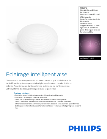 Product information | Philips Hue & Color FLOURISH Lampe à poser 9, Lampe connectée Product fiche | Fixfr