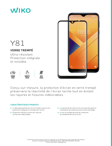 Product information | Wiko Y81 Verre trempé noir Protège écran Product fiche | Fixfr