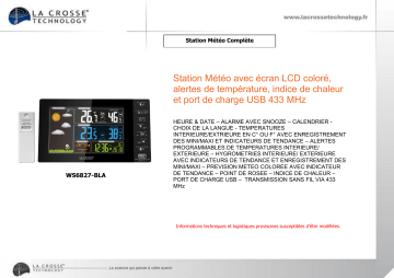 Product information | La Crosse WS6827 noir Station météo Product fiche | Fixfr