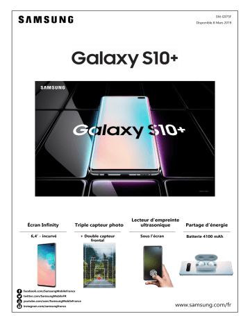 Product information | Samsung Galaxy S10+ Vert 128 Go Smartphone Product fiche | Fixfr