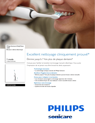 Product information | Philips HX3212/66 Brosse à dents électrique Product fiche | Fixfr