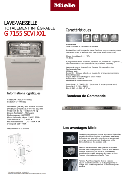 Miele G 7155 SCVi XXL Lave vaisselle tout intégrable Product fiche