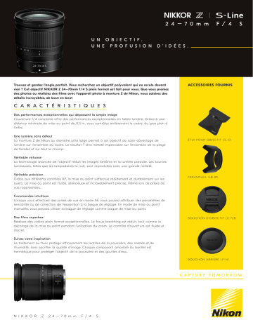 Product information | Nikon Z6 +Z 24-70mm F4 S + Adaptateur FTZ AF Appareil photo Hybride Manuel utilisateur | Fixfr