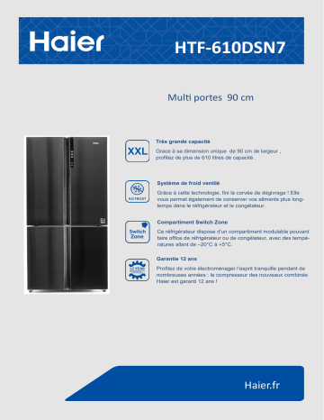 Product information | Haier HTF-610DSN7 Réfrigérateur multi portes Product fiche | Fixfr