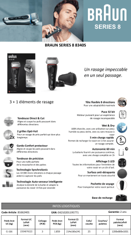 Product information | Braun SERIES 8 8340s Rasoir électrique Product fiche | Fixfr