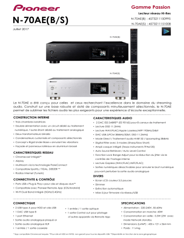 Product information | Pioneer Réseau Hifi N-70AE silver DAC audio Product fiche | Fixfr