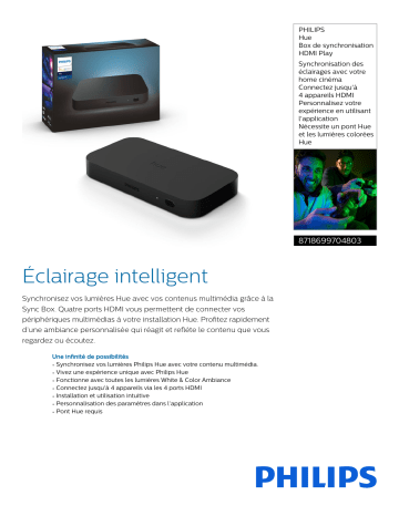 Product information | Philips Hue Play HDMI Sync Box Boîtier de synchronisation Product fiche | Fixfr