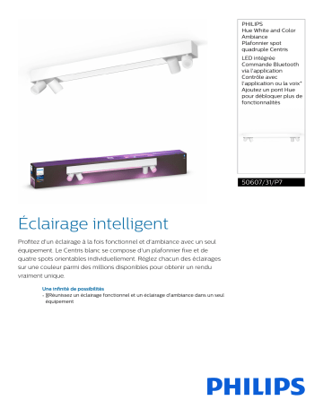 Product information | Philips Centris Hue 4L Ceiling White Plafonnier Product fiche | Fixfr