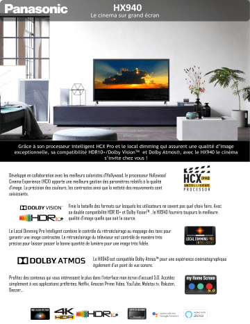 Product information | Panasonic TX-49HX940E TV LED Product fiche | Fixfr