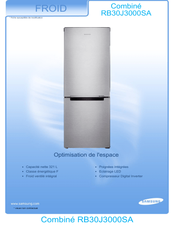 Product information | Samsung RB30J3000SA/EF Réfrigérateur 2 portes Product fiche | Fixfr