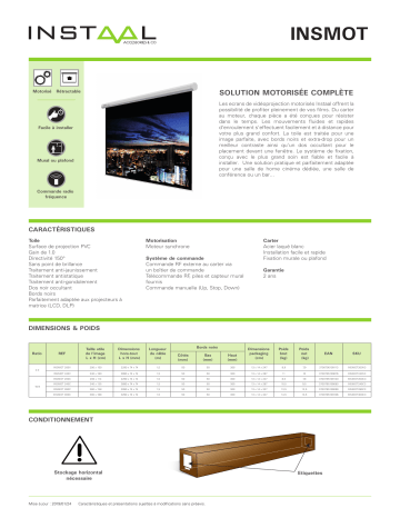 Product information | Instaal 240x135cm Motorisé 16:9 Ecran de projection Product fiche | Fixfr