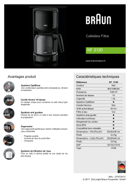 Braun KF3120BK PurAroma3 Cafetière filtre Product fiche