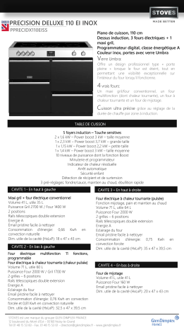 Product information | Stoves PPRECIDX110EISS Piano de cuisson induction Product fiche | Fixfr