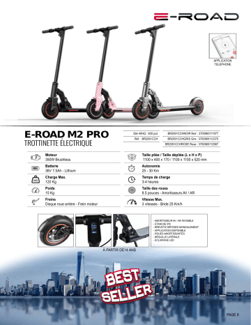 Product information | E-Road M2 Pro Noire Trottinette électrique Product fiche | Fixfr