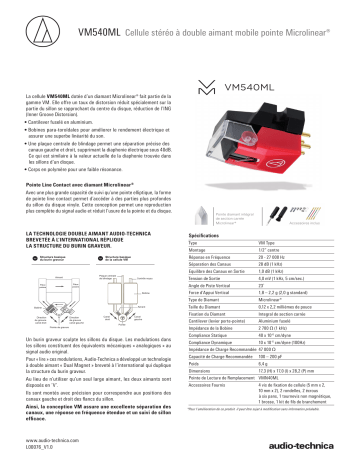 Product information | Audio Technica VM540ML Cellule platine Product fiche | Fixfr