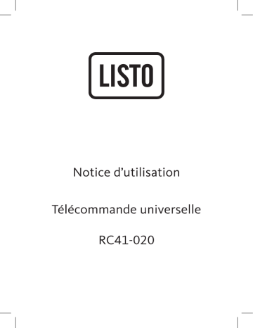 Manuel du propriétaire | Listo RC41-020 Télécommande universelle Owner's Manual | Fixfr