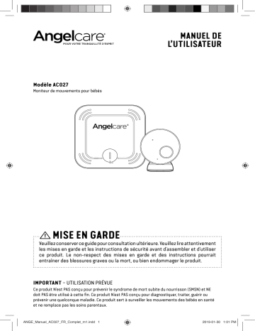 Owner's manual | Angelcare Moniteur de mouvements AC027 Babyphone Manuel du propriétaire | Fixfr