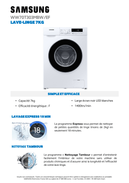 Samsung WW70T303MB Lave linge compact Product fiche