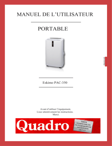 Manuel du propriétaire | Quadro Pac-350CH Eskimo Climatiseur Owner's Manual | Fixfr