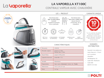 Product information | Polti La Vaporella XT100C Centrale vapeur Product fiche | Fixfr