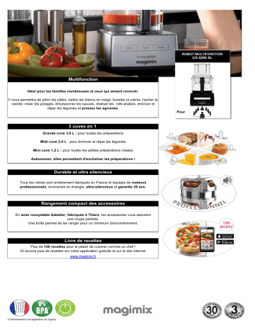 Product information | Magimix CS 5200 XL Noir Robot multifonction Product fiche | Fixfr