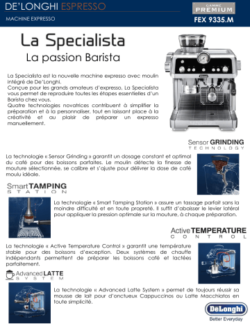 Product information | Delonghi Specialista Expresso broyeur Product fiche | Fixfr