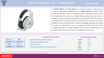 Product information | Turtle Beach Stealth 600P Blanc pour PS4 Gen.2 Accessoire Product fiche | Fixfr