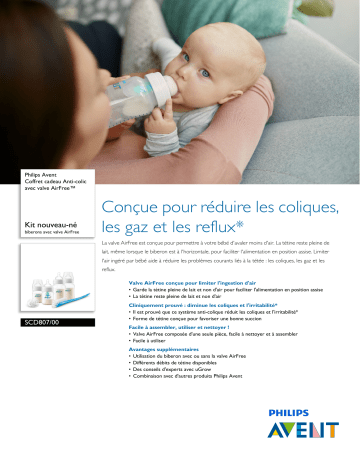 Product information | Philips Avent SCD807/00 Kit naissance Product fiche | Fixfr